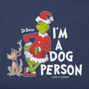 Life is Good. Men's I'm a Dog Person Grinch Short Sleeve Crusher Tee, Darkest Blue