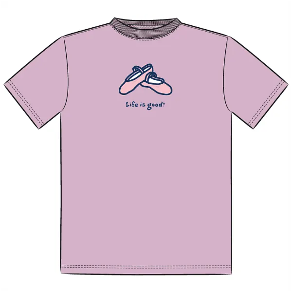 Life is Good. Toddler Ballet Slippers Short Sleeve Crusher Tee, Violet Purple