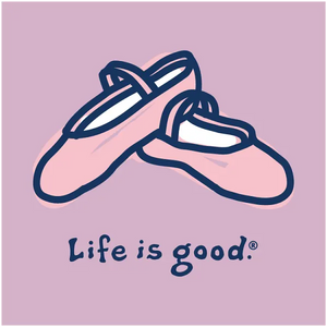 Life is Good. Toddler Ballet Slippers Short Sleeve Crusher Tee, Violet Purple