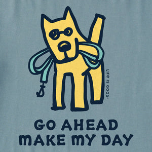 Life is Good. Men's Go Ahead Make My Day Long Sleeve Crusher Tee, Smoky Blue