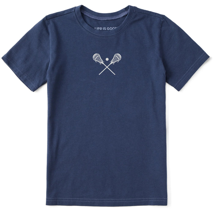 Life is Good. Kids Lacrossed Short Sleeve Crusher Tee, Darkest Blue