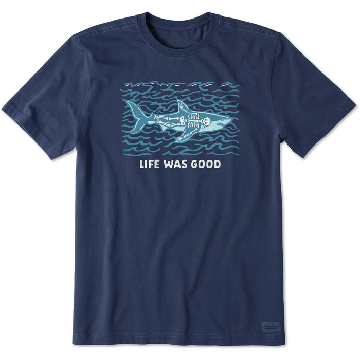 Life is Good. Men's Life Was Good Shark Short Sleeve Crusher Tee, Darkest Blue