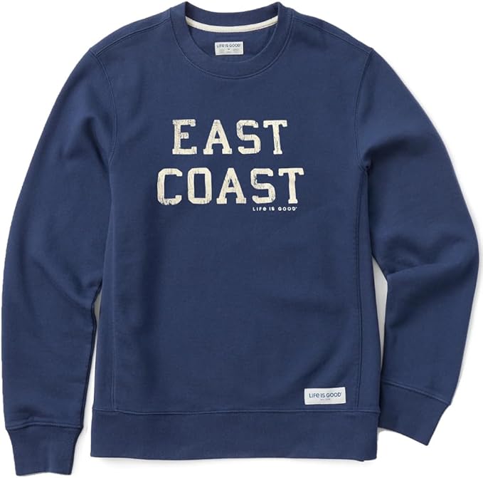Life is Good. Men's East Coast Simply True Fleece Crew Darkest Blue