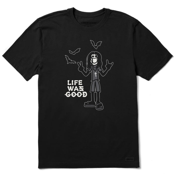 Life is Good. Men's Heavy Metal Life Was Good Short Sleeve Crusher Tee, Faded Black