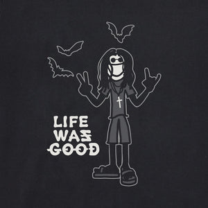Life is Good. Men's Heavy Metal Life Was Good Short Sleeve Crusher Tee, Faded Black