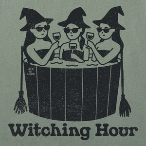 Life is Good. Women's Witching Hour Short Sleeve Crusher Boxy Tee, Moss Green
