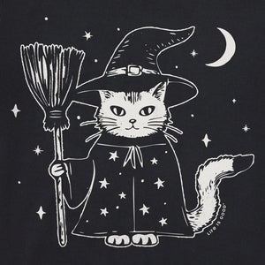 Life is Good. Women's Witch Kitty Short Sleeve Crusher Tee, Faded Black