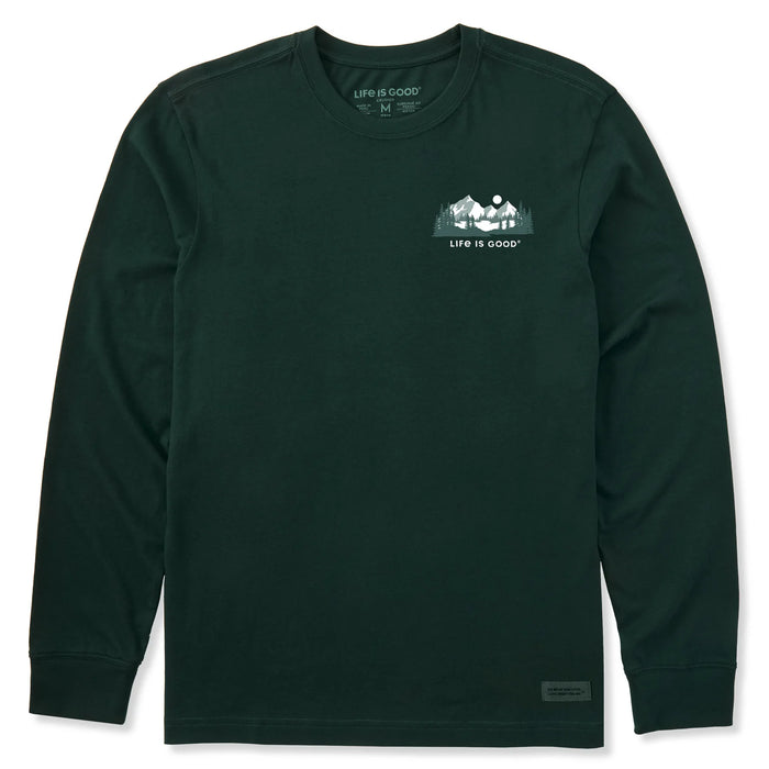 Life is Good. Men's Winter Evergreen Long Sleeve Crusher Tee, Treeline Green