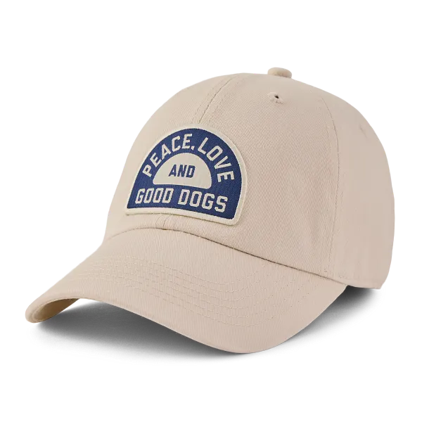 Life is Good. Peace Love & Good Dog Chill Cap, Birch White