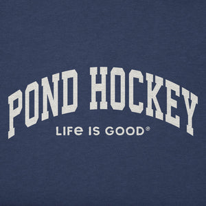 Life is Good. Men's Pond Hockey Arch Long Sleeve Crusher Tee, Darkest Blue