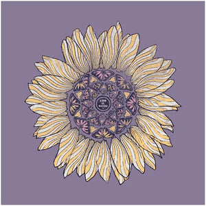 Life is Good. Women's Detailed Sunflower Long Sleeve Crusher Vee, Dusk Purple