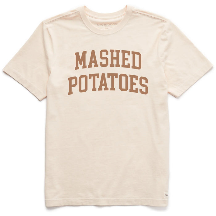 Life is Good. Men's Mashed Potatoes Athletic Arch Short Sleeve Crusher Tee, Putty White