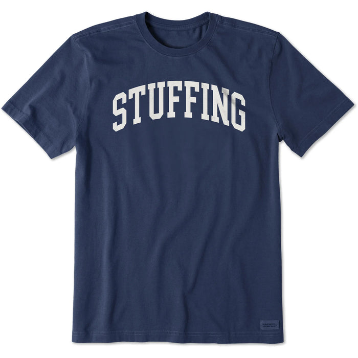 Life is Good. Men's Stuffing Athletic Arch Short Sleeve Crusher Tee, Darkest Blue