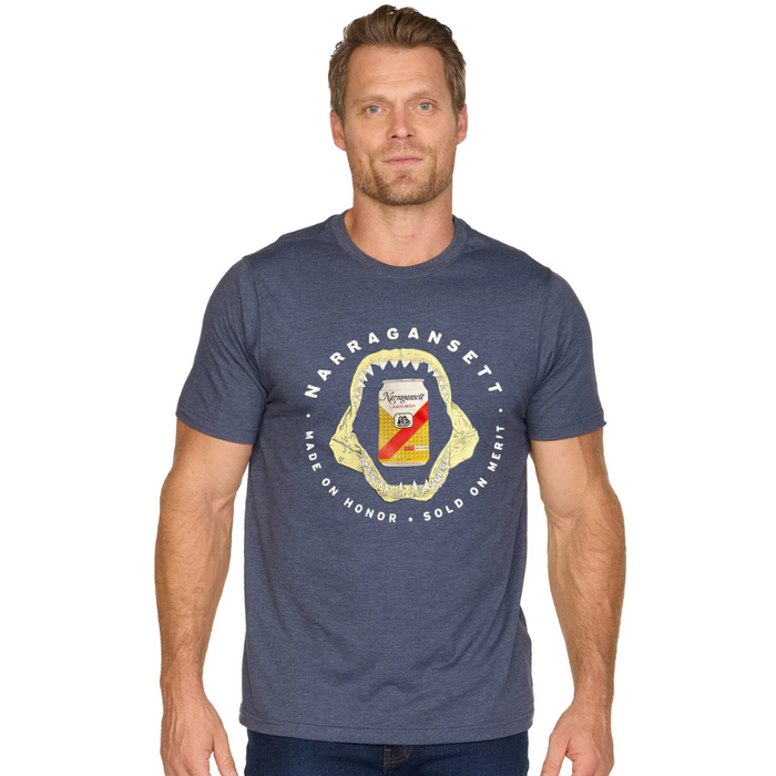 Narragansett Beer. Narragansett Shark Teeth Tee in Navy
