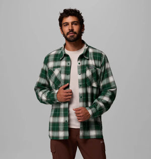Columbia. Men's Cornell Woods Fleece Lined Shirt Jacket in Rain Forest Lumberjack Tartan