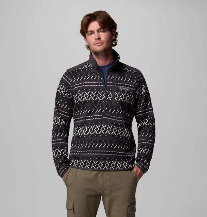 Columbia. Men's Sweater Weather II Printed Half Zip Pullover in Shark KnitKnot