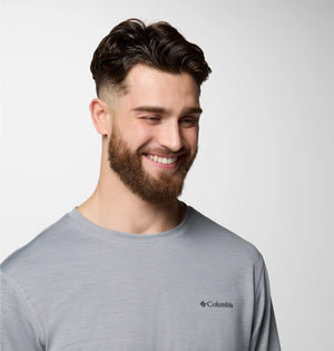 Columbia. Men's Sage Peak Knit Short Sleeve Crew Shirt, Columbia Grey Heather