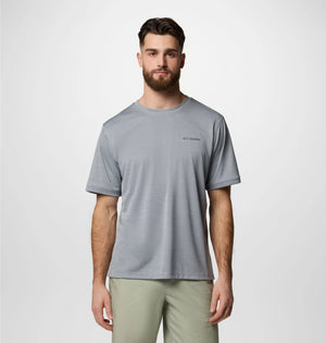 Columbia. Men's Sage Peak Knit Short Sleeve Crew Shirt, Columbia Grey Heather