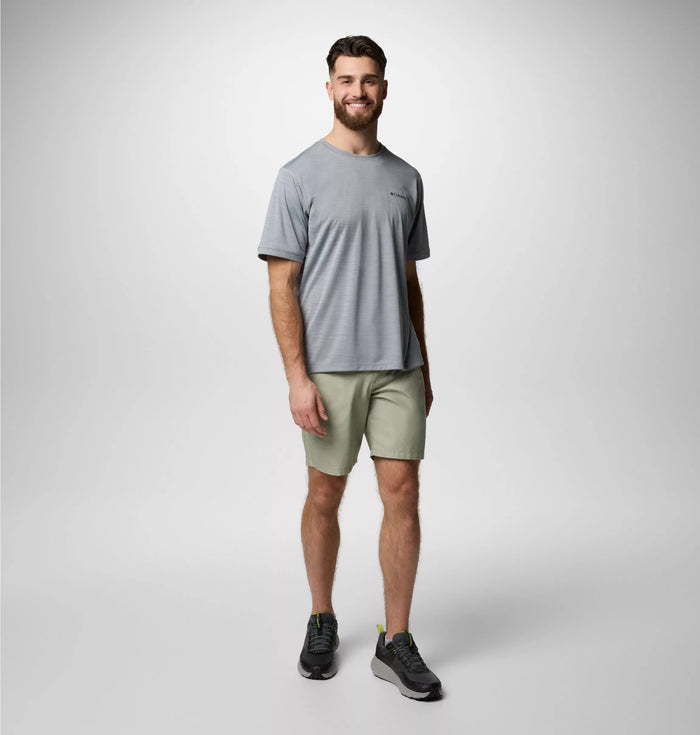 Columbia. Men's Sage Peak Knit Short Sleeve Crew Shirt, Columbia Grey Heather