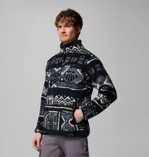 Columbia. Men's Rugged Ridge High Pile Half Zip Jacket in Black Deschutes Days