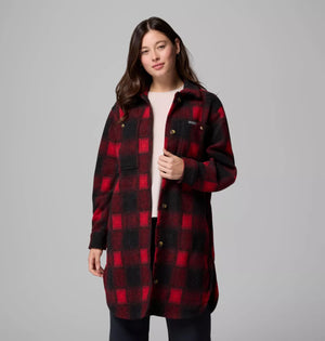 Columbia. Wildest Venture Long Fleece Coat in Mountain Red Blurred Ombre