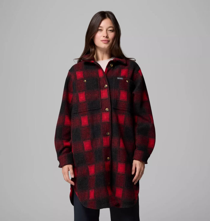 Columbia. Wildest Venture Long Fleece Coat in Mountain Red Blurred Ombre