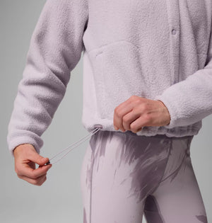Columbia. Women's Jasper Ridge Pebbled Fleece Full Snap in Lavender Pearl