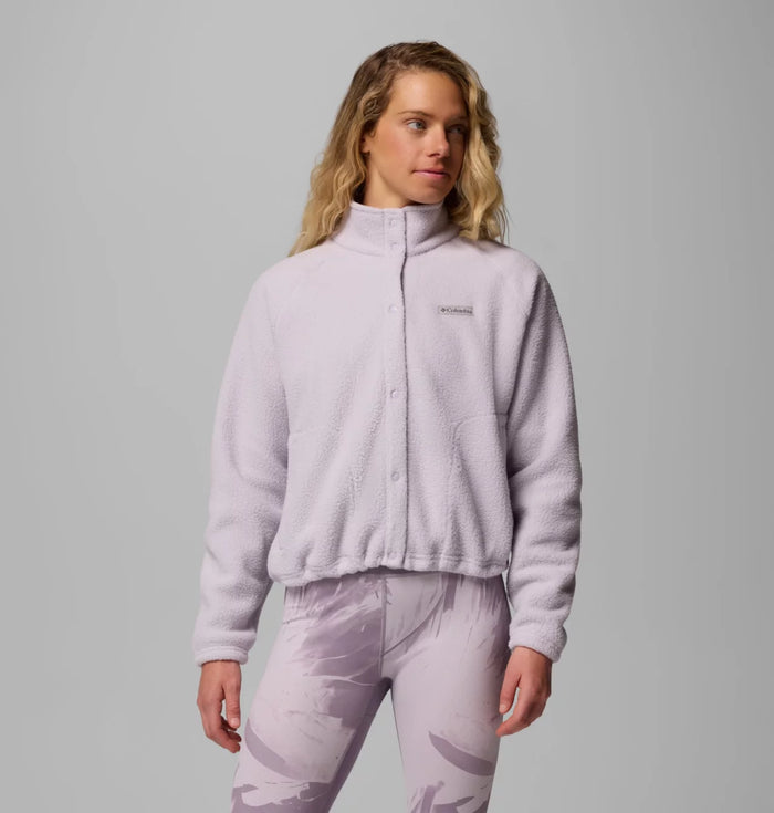 Columbia. Women's Jasper Ridge Pebbled Fleece Full Snap in Lavender Pearl