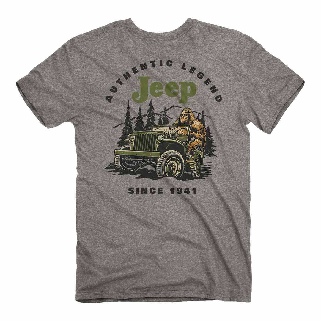 [JEEP]★24SS★Back mountain Print short sleeve T-shirt Jeep. Sasquatch Legend T-Shirt, Heather – Jakesgoodnewport