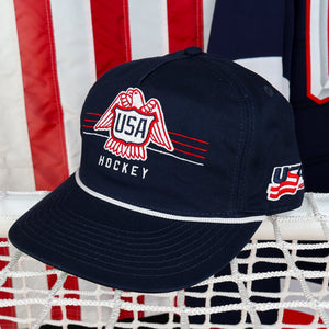Celly Hockey. USA Hockey Vintage Logo Snapback in Navy