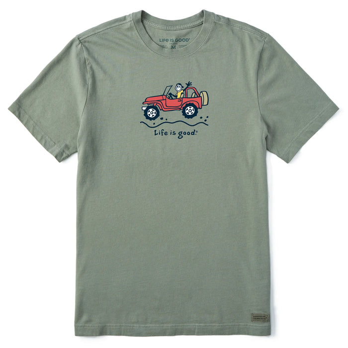 Life is Good. Men's Offroad Jake Short Sleeve Crusher Tee, Moss Green