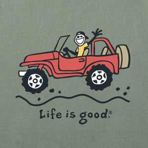 Life is Good. Men's Offroad Jake Short Sleeve Crusher Tee, Moss Green