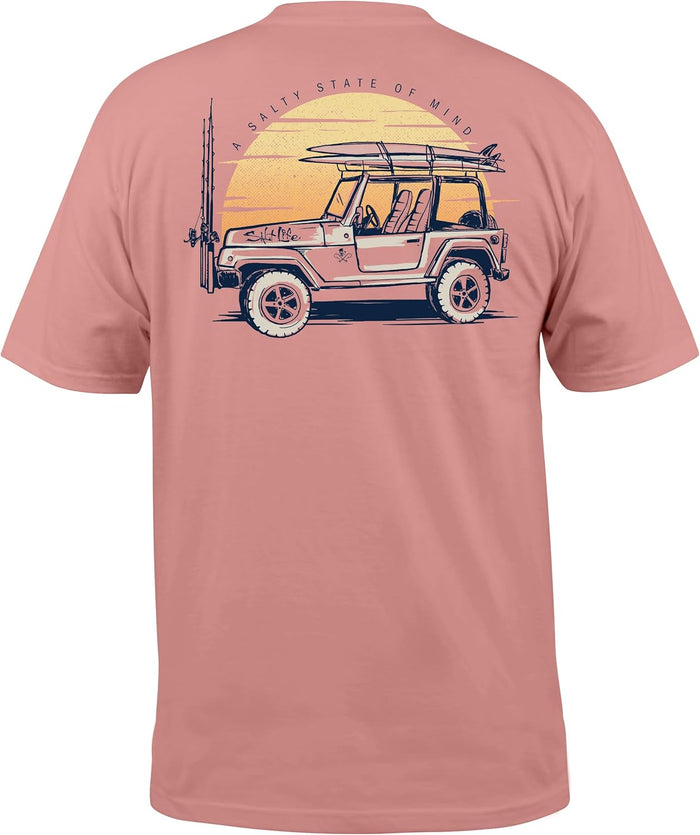 Salt Life. Men's 4 Wheel Fishin' Short Sleeve Tee, Pink Clay