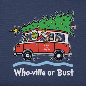 Life is Good. Men's Grinch and Max Who-Ville Or Bust SS Crusher Tee, Darkest Blue