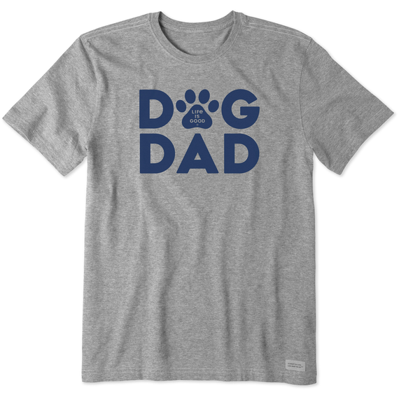 Life is Good. Men's Dog Dad SS Crusher Tee, Heather Gray