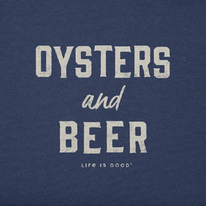 Life is Good. Men's Oysters and Beer SS Crusher Tee, Darkest Blue