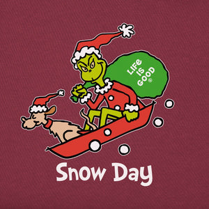 Life is Good. Toddler Grinch and Max Snow Day LS Crusher Tee, Cranberry Red