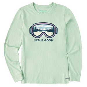 Life is Good. Women's Goggles Trail View LS Crusher Tee, Sage Green