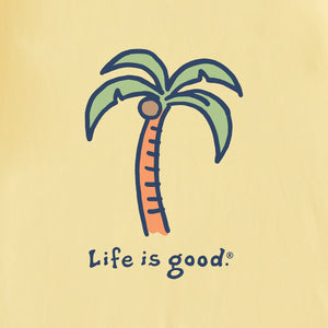 Life is Good. Women's Palm Tree Crusher-LITE Tank, Sandy Yellow
