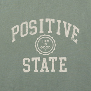 Life is Good. Men's Positive State Long Sleeve Crusher Tee, Moss Green