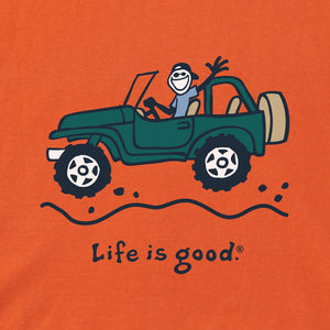 Life is Good. Men's Offroad Jake Long Sleeve Crusher Tee, Nomadic Orange