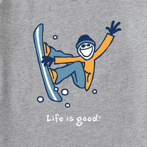 Life is Good. Men's Jake Snowboarding LS Crusher Tee, Heather Gray