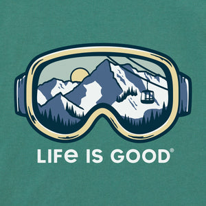Life is Good. Men's Ski Goggles Lands LS Crusher Tee, Spruce Green