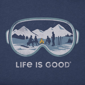 Life is Good. Men's Apres Goggles View LS Crusher Tee, Darkest Blue