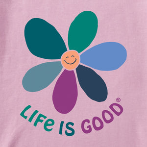 Life Is Good. Kids Crew Happy Daisy Simply True LS Crusher Tee, Vintage Purple