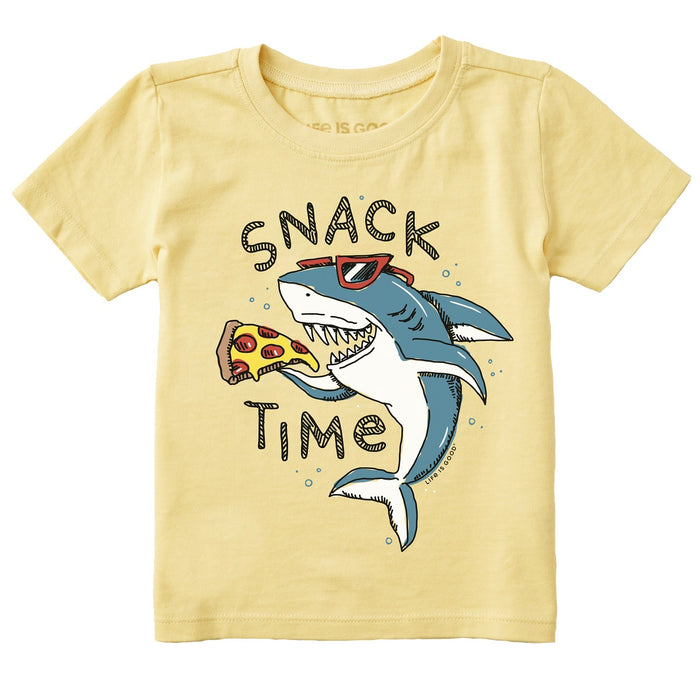 Life is Good. Toddler Snack Time Pizza Shark SS Crusher Tee, Sandy Yellow