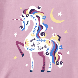 Life is Good. Toddler One Of A Kind Unicorn SS Crusher Tee, Vintage Purple