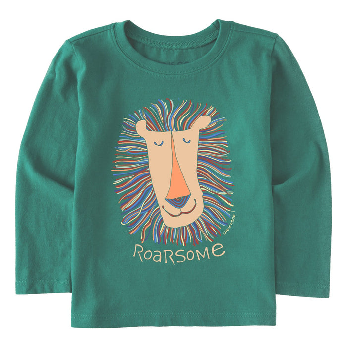 Life is Good. Toddler Roarsome Lion LS Crusher Tee, Spruce Green