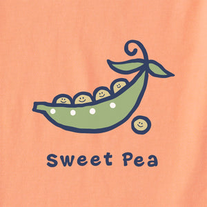 Life is Good. Smiling Sweet Pea LS Crusher Baby Bodysuit, Canyon Orange