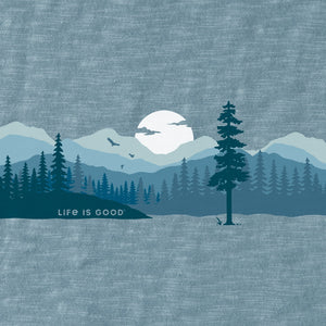 Life is Good. Women's Outdoor Mountain LS Oversized Tee, Smoky Blue